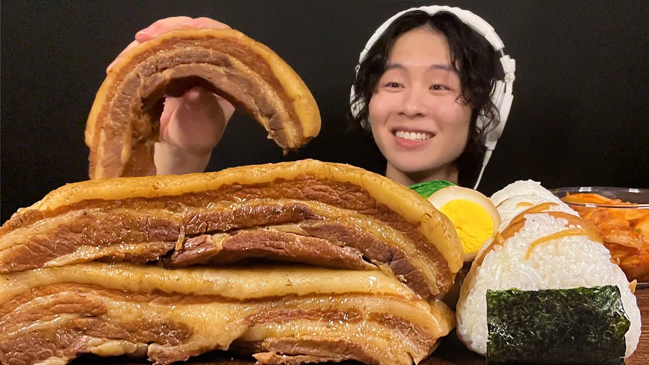 ASMR 一本丸ごと豚の角煮‼️【咀嚼音/mukbang/asmreating 】【日本語字幕】
