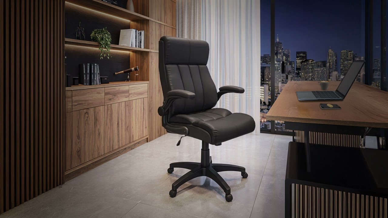 TECHNI MOBILI | Ergonomic Faux Leather Office Chair| RTA 4902 BK