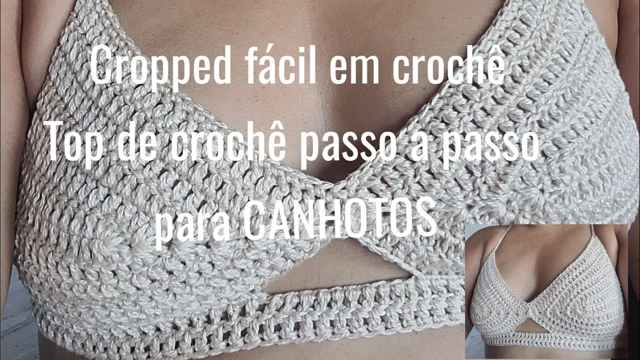 Cropped fácil em crochê/Top de crochê passo a passo para CANHOTOS #denisecastro #crochê#crochet