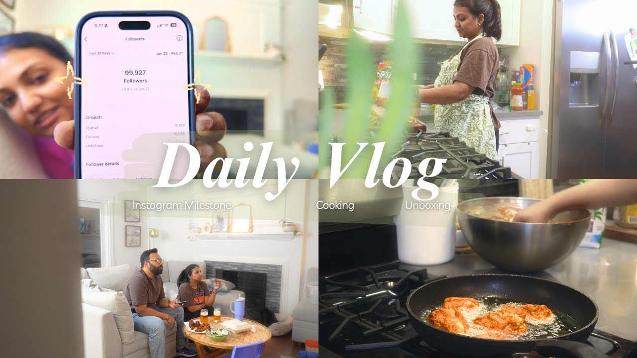 Day in my life | Will I hit 100k in Instagram today? 🧐  | Chicken fry recipe | Unboxing