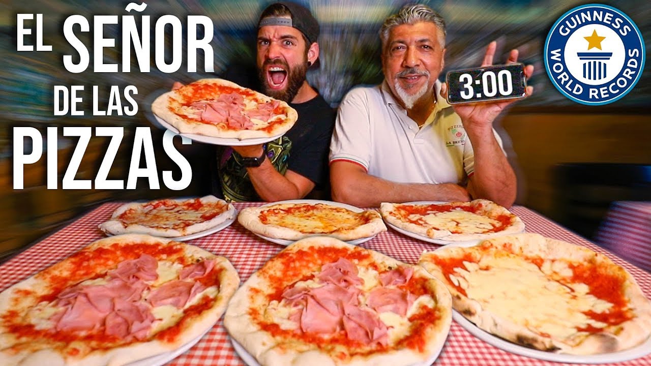 ME ENFRENTO AL SEÑOR DE LAS PIZZAS EN UN RETO DE COMIDA *3 MINUTOS PARA COMER TODO*