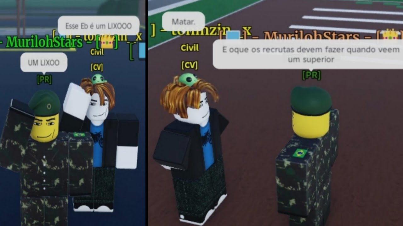 Recruta recrutando Civil Exército Brasileiro do Roblox 