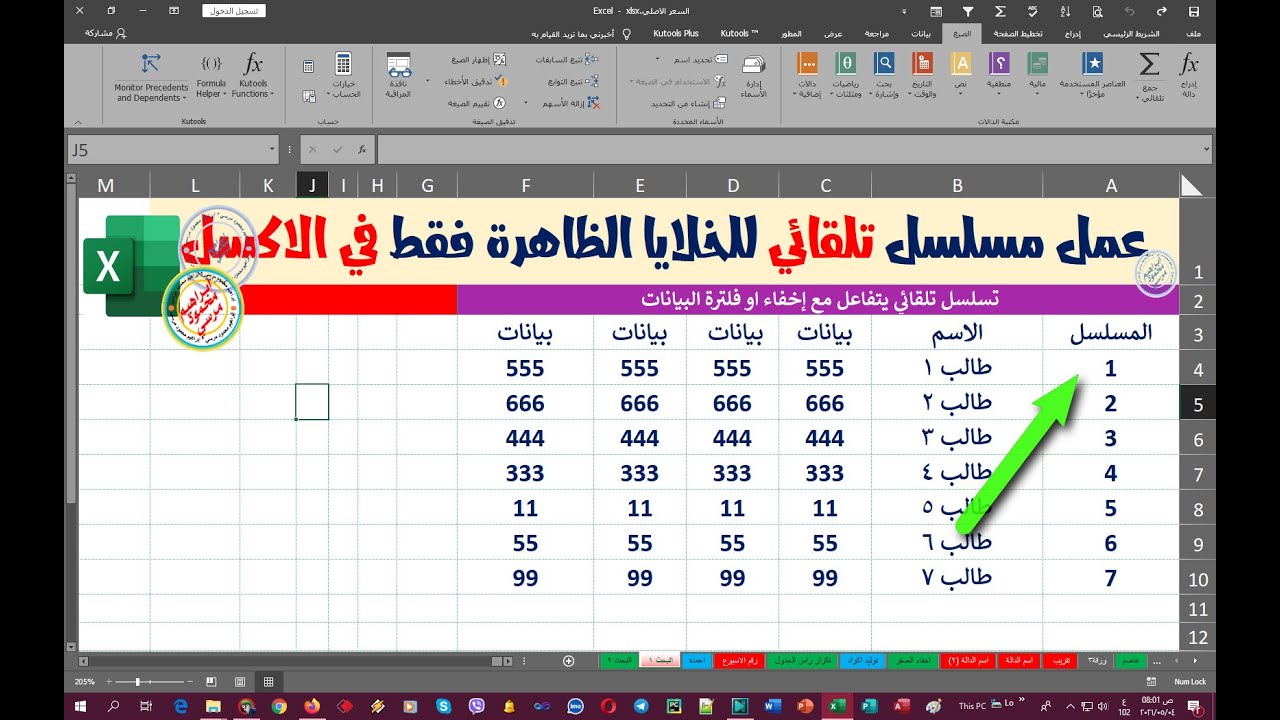 عمل مسلسل تلقائي للبيانات الظاهرة فقط في الاكسل 💐💐Automatic serial for the data shown only in Excel