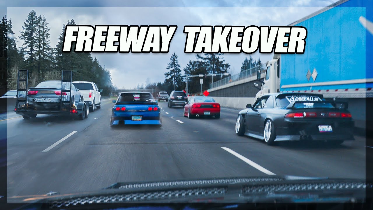 JDM Drift Cars Takeover the Freeway! (Spirit Peaks Drift Day)