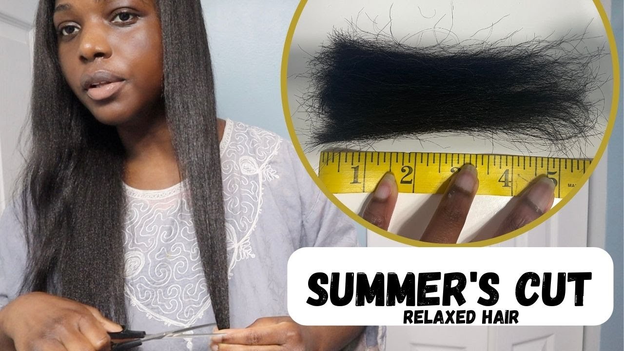 Summer's Cut|| 5 inches Off My Relaxed Hair|| DIY at home Cut