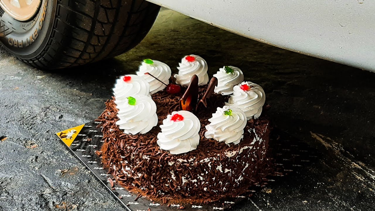 experiment vs car cake | crushing car vs cake | Crushing Crunchy & Soft Things by Car