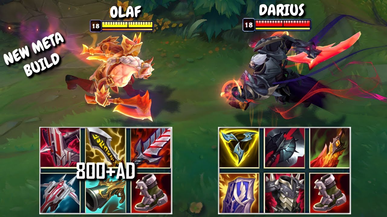 FULL CRIT OLAF vs AD TANK DARIUS FIGHTS & Olaf & Darius Montage!