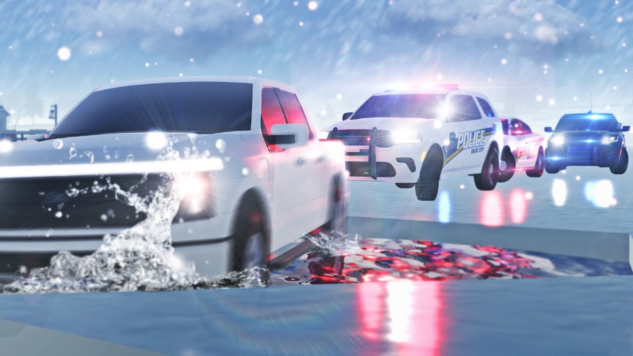 Police Pursuit ends in FROZEN LAKE!