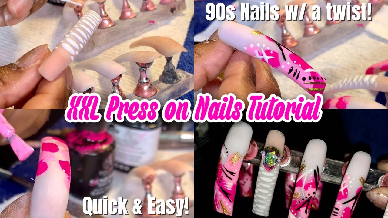PRESS ON NAIL TUTORIAL | 90s Nails w/ a TWIST! Quick & EASY APPLICATION💖