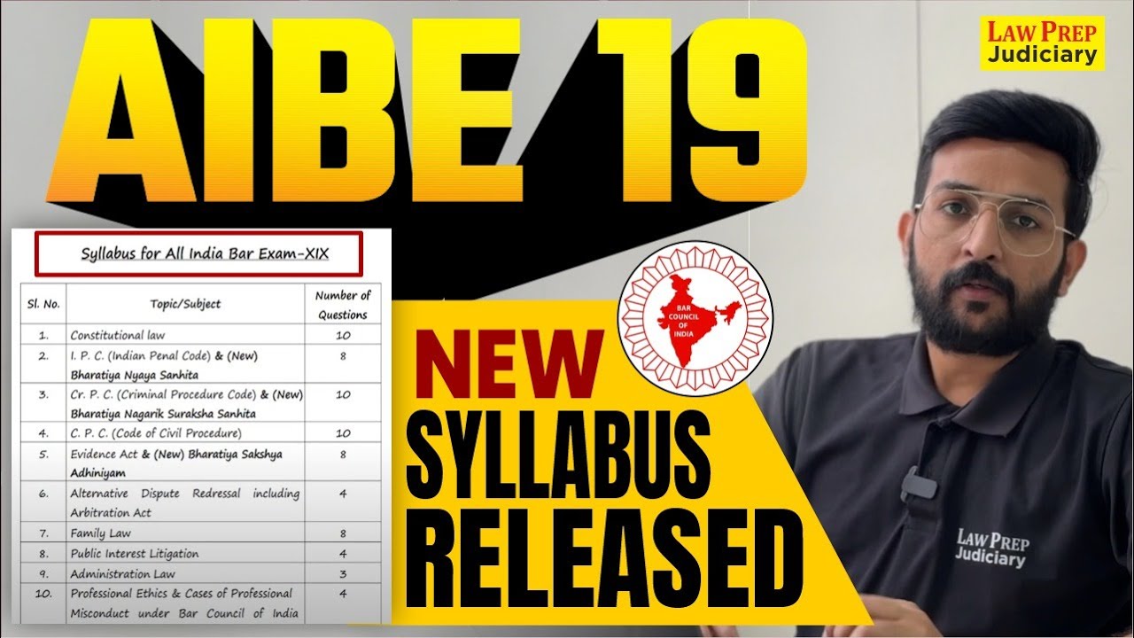AIBE 19: New Official Syllabus Released | New Laws vs New Laws AIBE 19 Syllabus Update