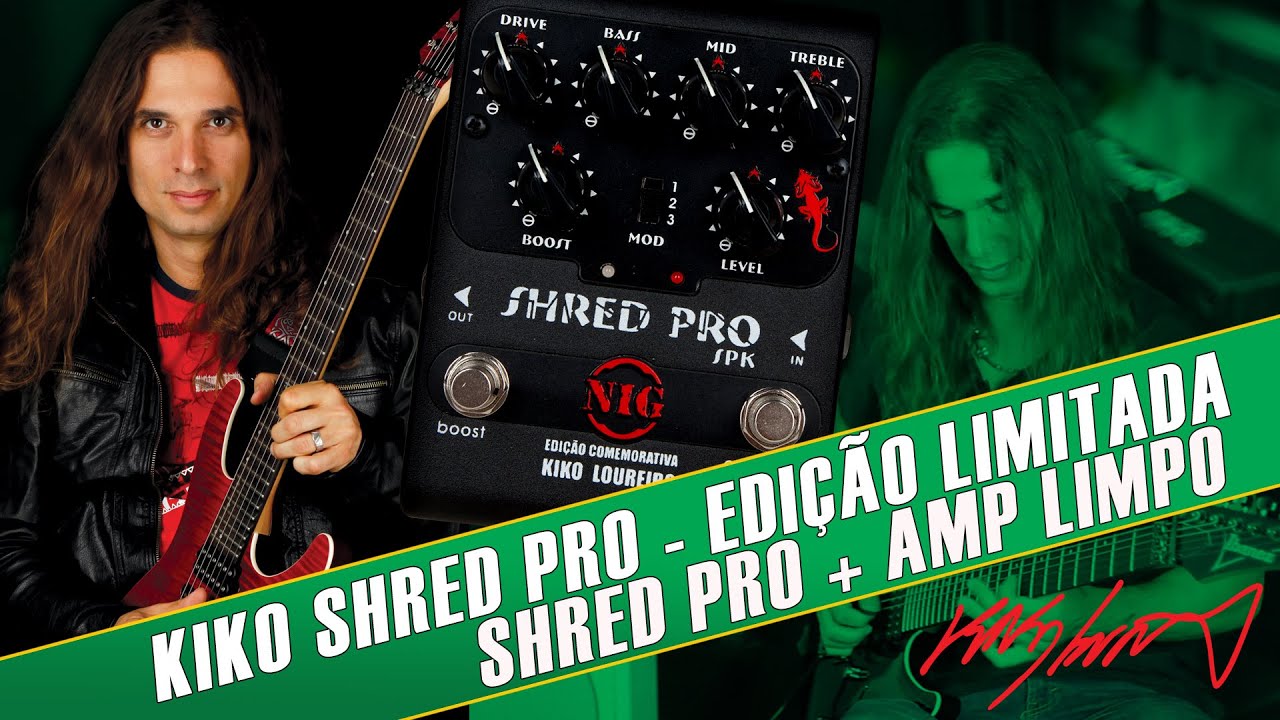Kiko demonstra o pedal Shred Pro Edição Limitada Kiko Loureiro sobre o canal limpo do amplificador