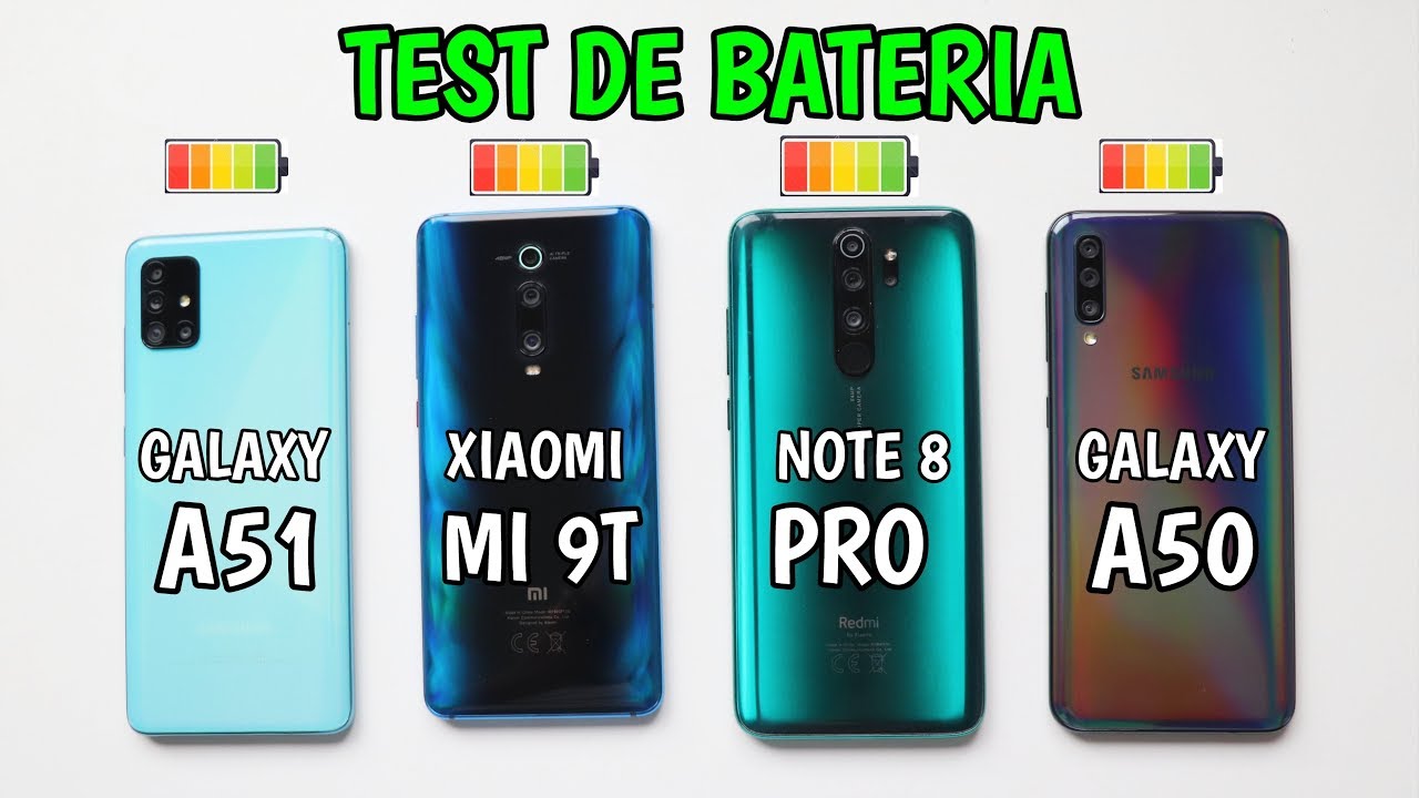 Redmi Note 8 Pro vs Galaxy A51 vs Xiaomi MI 9T vs Galaxy A50 TEST DE BATERIA 2020