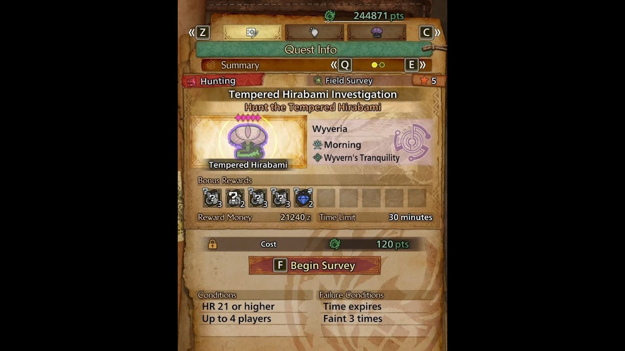 Monster Hunter Wilds Hunting-Tempered Hirabami