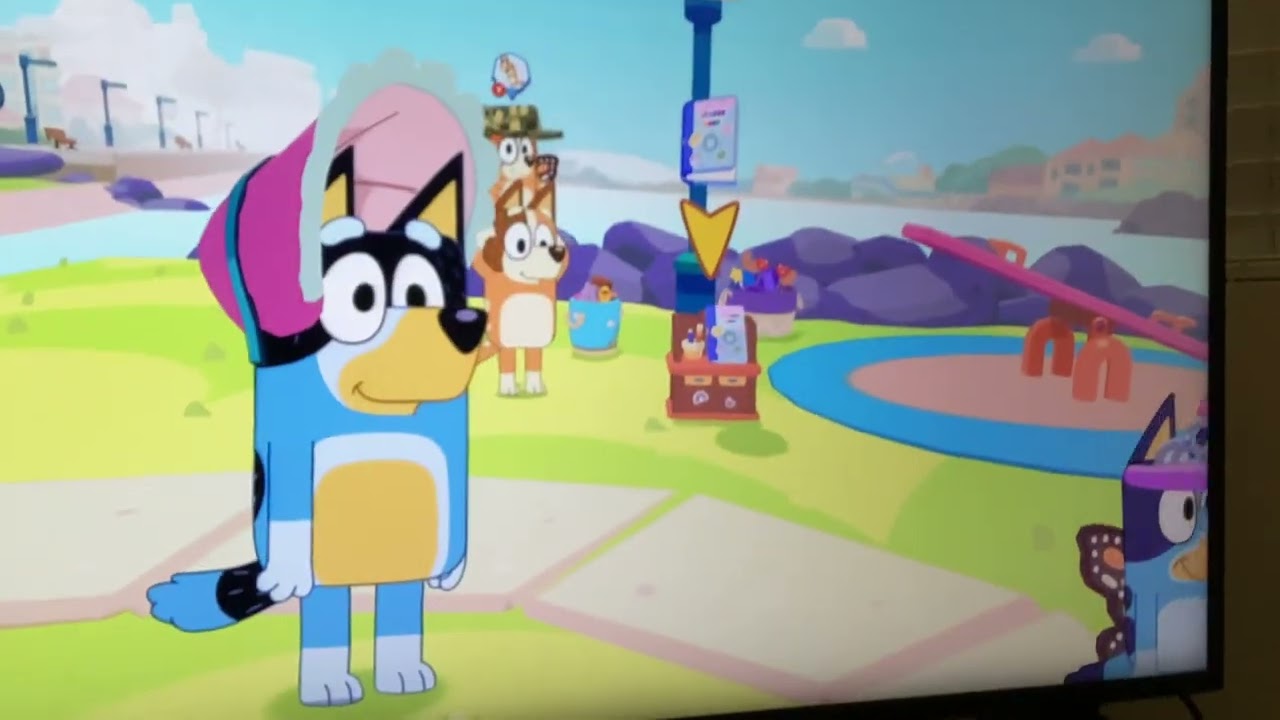 Getting the pavlova on the lamp post in level 2 of  Bluey the video game with my cousins