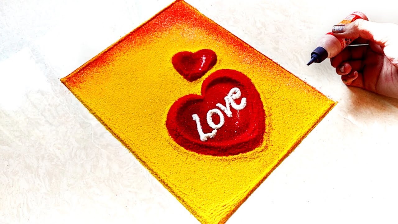 Valentine day special rangoli | heart rangoli | Valentine day rangoli | Love rangoli | love