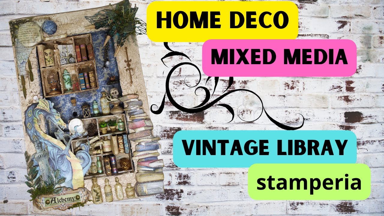 Home Deco  mixed media/récup avec la collection Vintage Library Stamperia