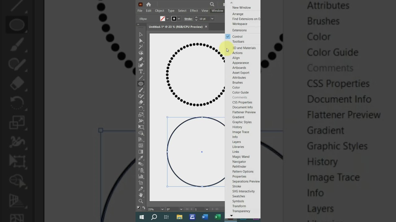 Draw a dotted circle in illustrator #graphicdesigntutorial #adobeillustrator #designtutorial