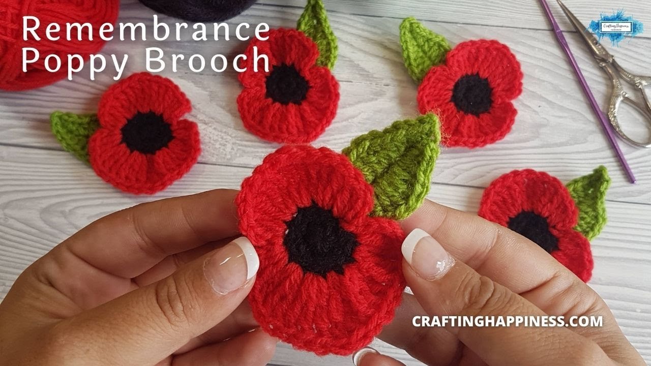 Remembrance Poppy Brooch Free Crochet Pattern | Crafting Happiness