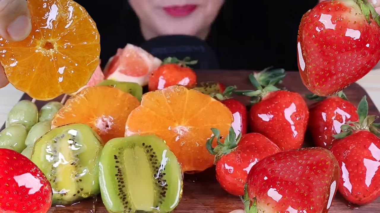 ASMR Tanghulu Candied fruits  과일탕후루 리얼사운드 먹방 Mukbang Kẹo trái cây フルーツ飴