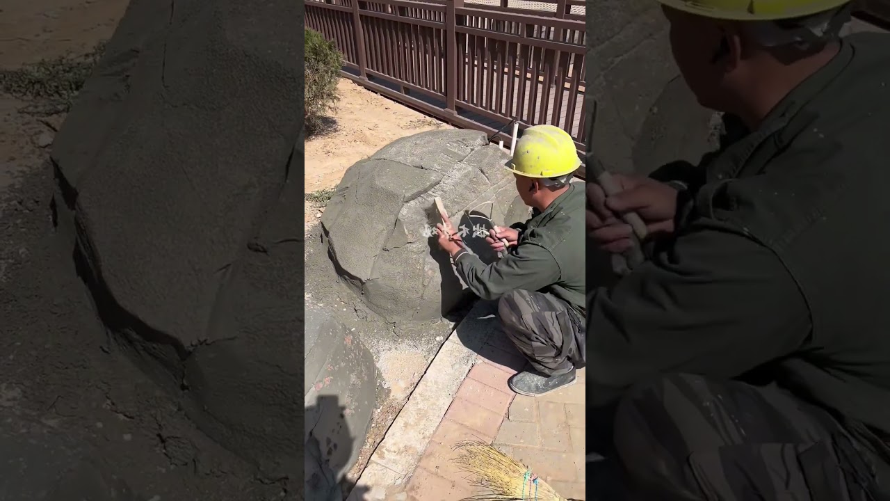 Artist makes fake stone with cement #art #amazing