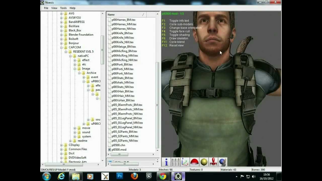 Resident Evil 5 Model Extract and texture Tutorial for 3DS MAX 2010/12