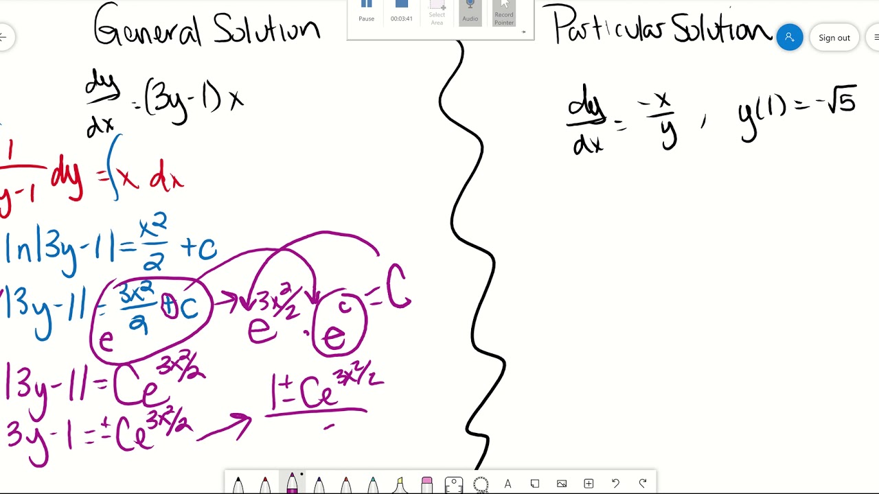 General and Particular Solutions to Differential Equations