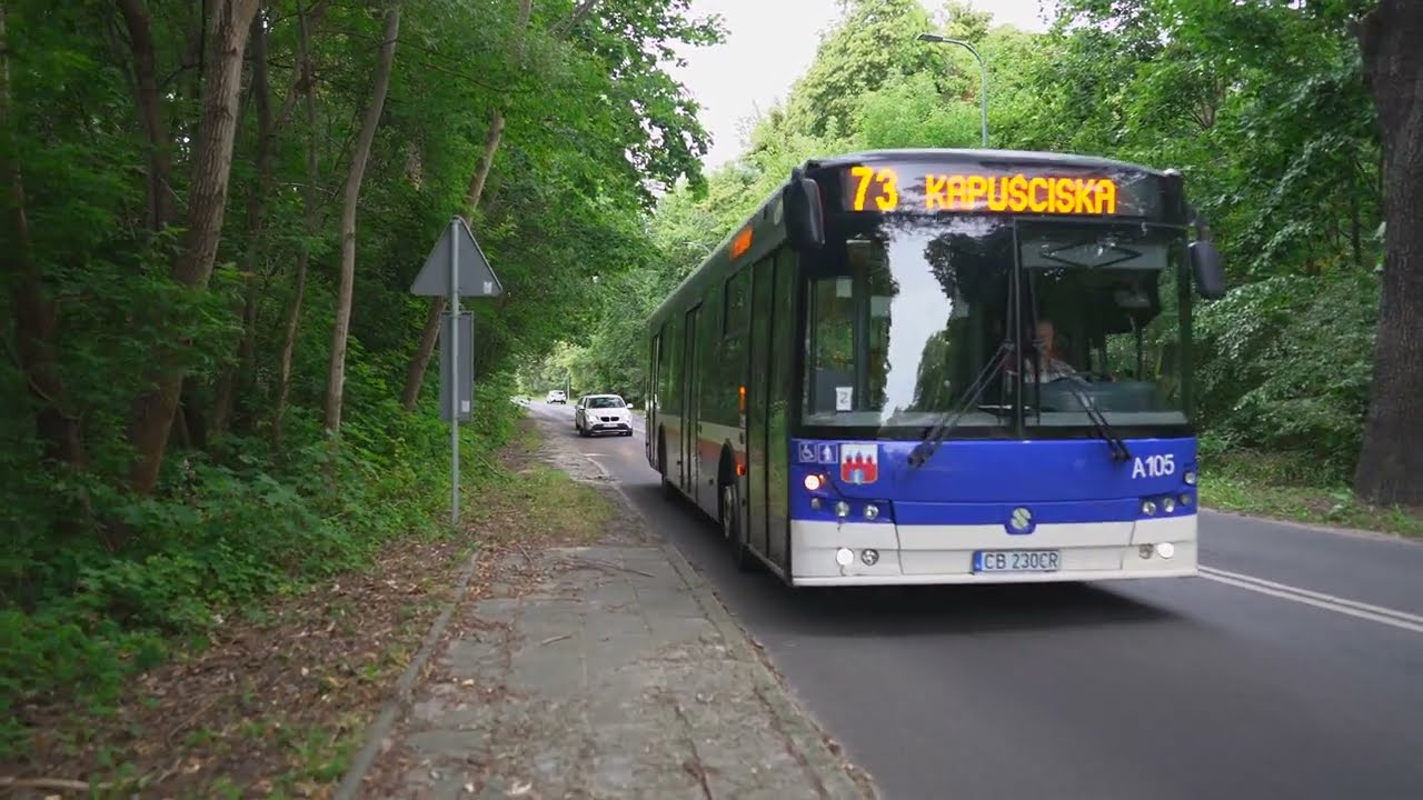 Poland, Bydgoszcz, bus 73 ride from Dworzec Łęgnowo to Łęgnowo