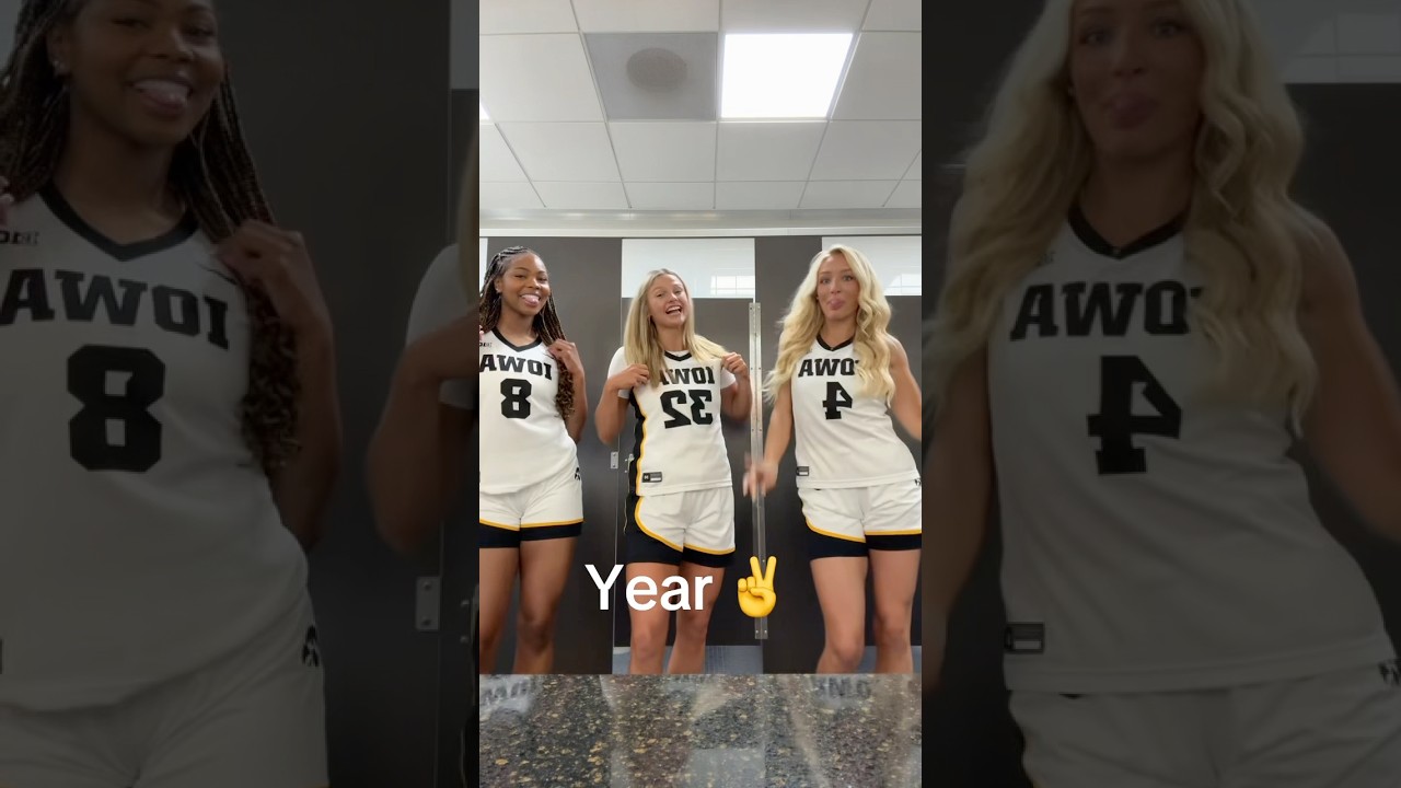 Callie Levin and Iowa teammates getting ready for the media day 📸