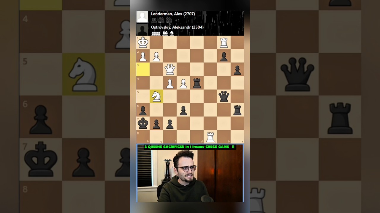 3 ферзя принесены в жертву в 1 безумной шахматной партии!! #шахматы #gothamchess