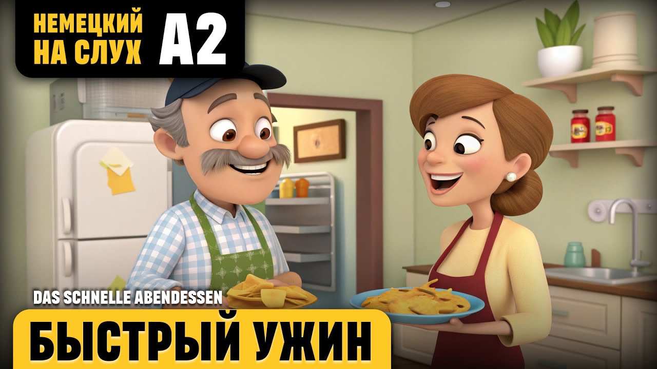 Быстрый ужин. Веселый рассказ (уровень А2). Слушаем и понимаем немецкий