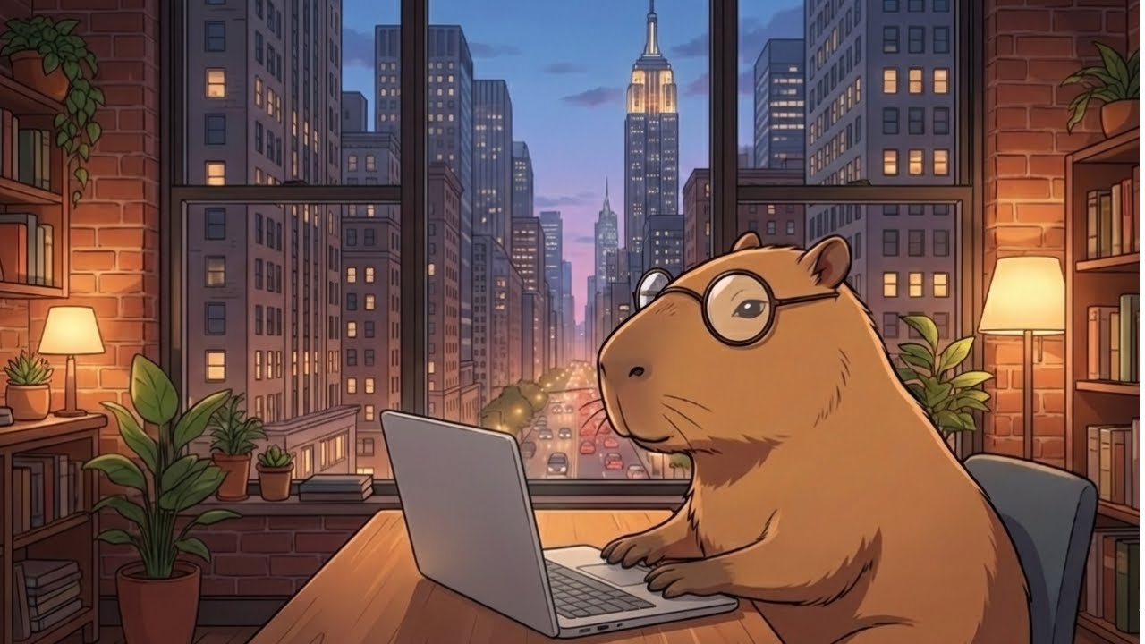 NYC Skyline Lofi 🏙️ Study with Capy in New York | Relaxing Beats to Work/Study/Coding