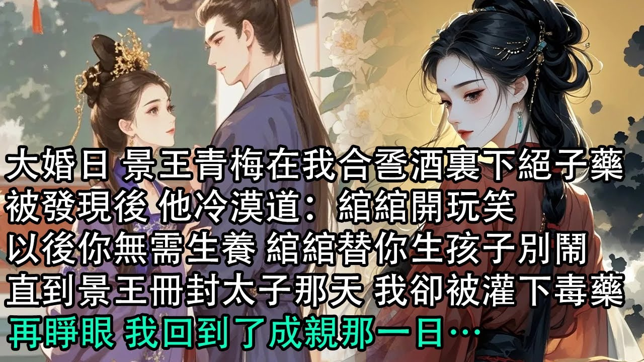 【一口氣看完】大婚日 景王青梅在我合巹酒裏下絕子藥，被發現後 他冷漠道：綰綰開玩笑，以後你無需生養 綰綰替你生孩子別鬧，直到景王冊封太子那天 我卻被灌下毒藥，再睜眼 我回到了成親那一日&hellip;
