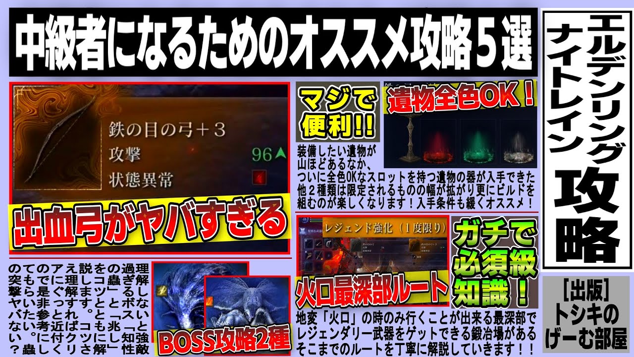 【ナイトレイン】「出血弓」がヤバすぎる/火口最深部ルート解説/遺物全色OKの器入手/「知性の蟲」「兆し」BOSS攻略など中級者になるためのオススメ攻略５選