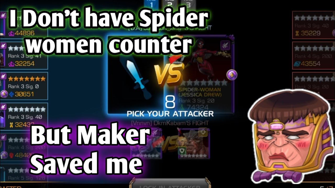 I Don't have Spider woman counter But Maker Saved me | Battle Grounds MCOC 