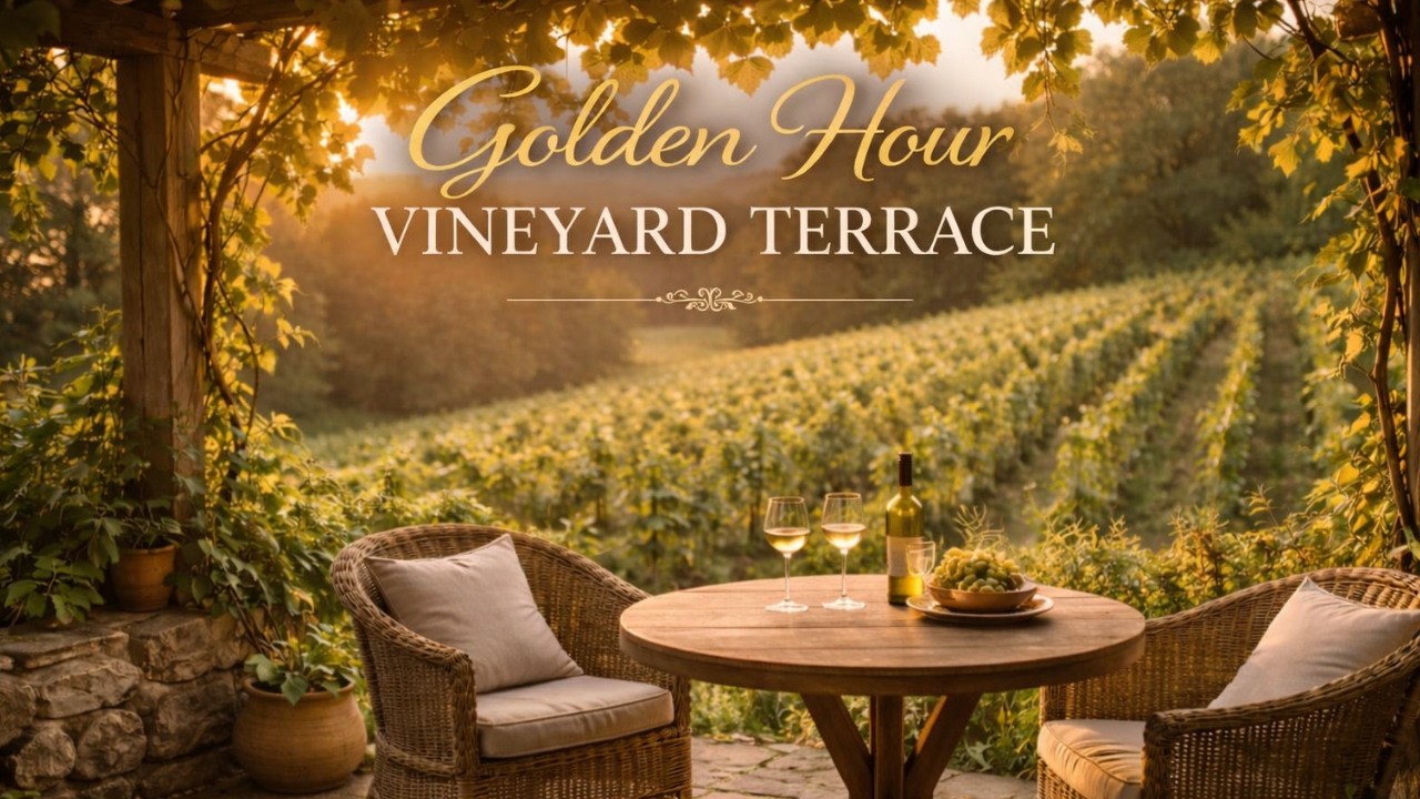 Golden Hour Vineyard Terrace | Calm Ambience 🌿