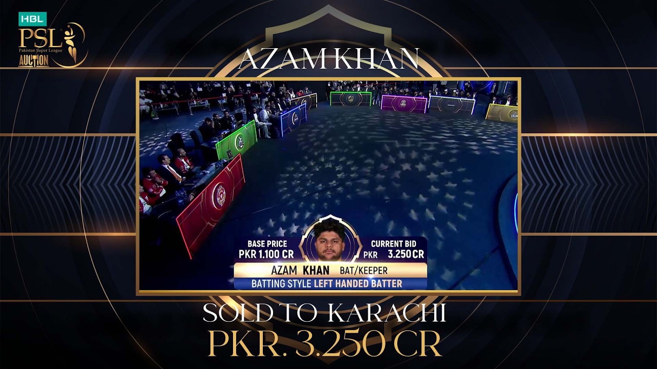 Karachi Kings chose local boy Azam Khan following several incremental bids MX1U