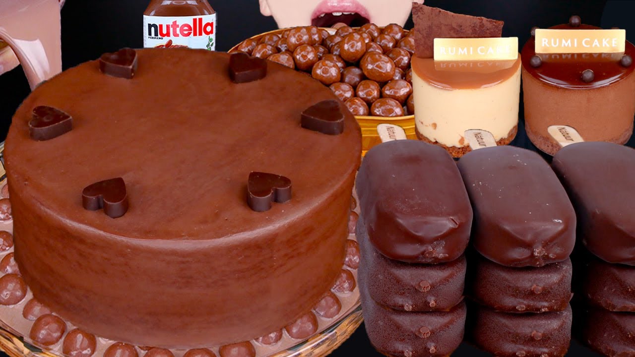 ASMR MALTESERS CHOCOLATE CAKE ICE CREAM NUTELLA DESSERT MUKBANG 초콜릿 먹방チョコレートアイスクリーム 咀嚼音EATING SOUNDS