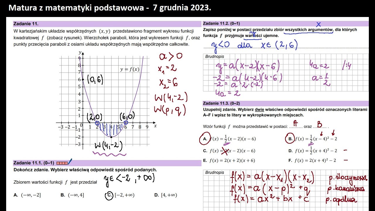 Zad 11. Funkcja kwadratowa: jej postaci, własności.