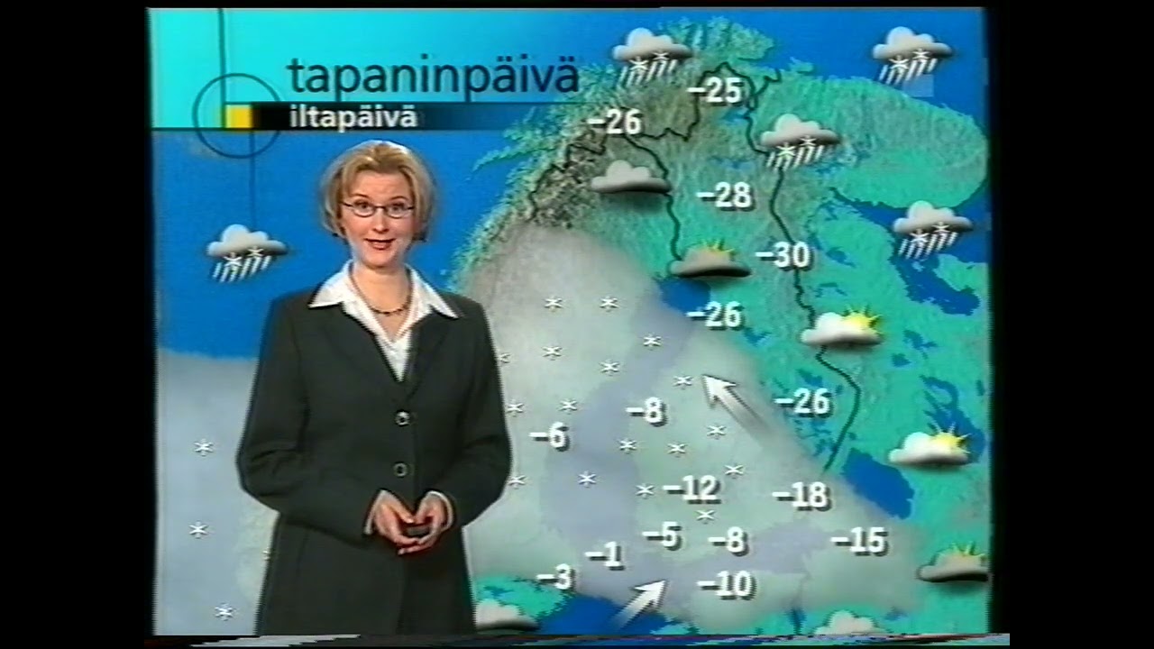 YLE TV1 Uutiset ja sää, Kuulutus 25.12.2000