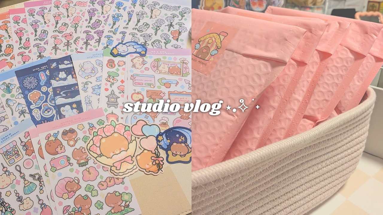 unboxing 30+ STICKERS & preparing for a SHOP UPDATE ✧˖&deg; studio vlog