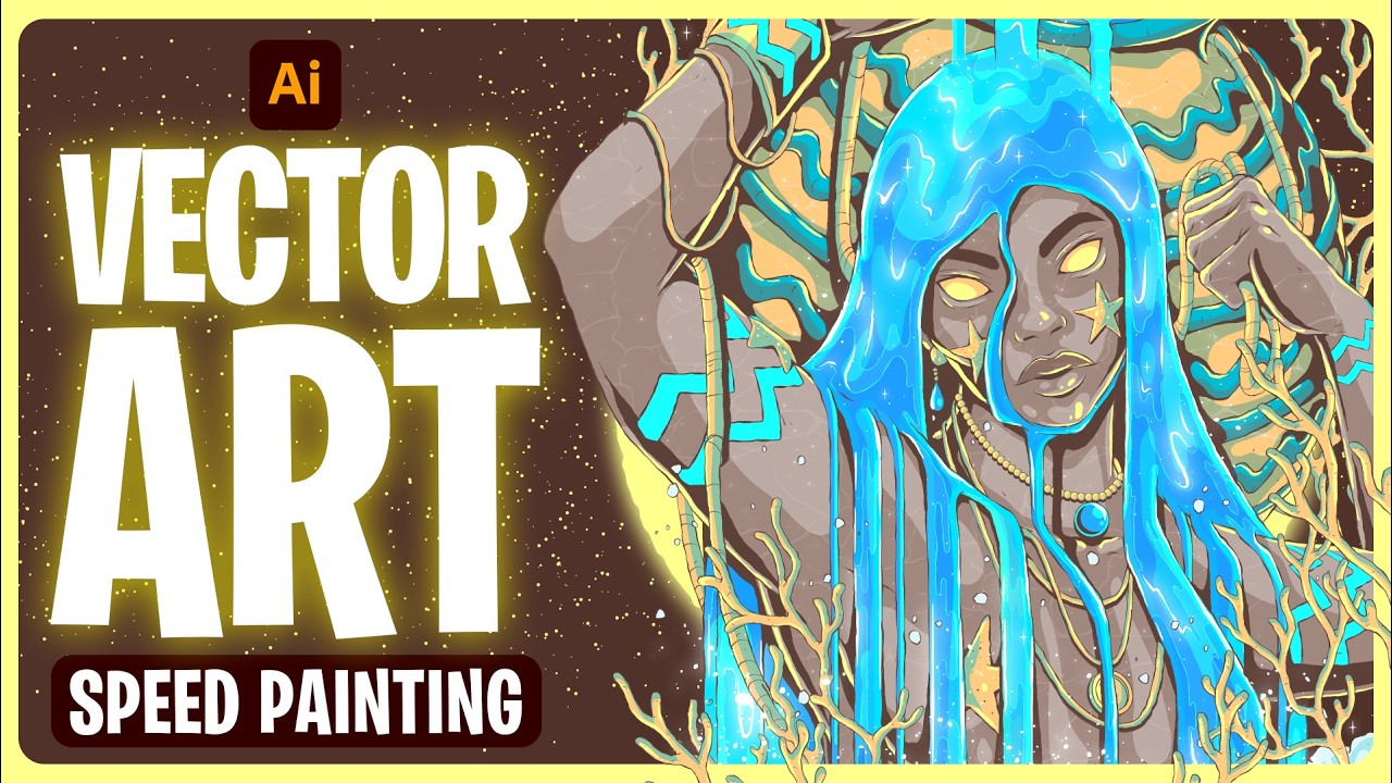 Creating a Zodiac Illustration in Illustrator - Aquarius Speed Painting (Turning Sketch into Vector)