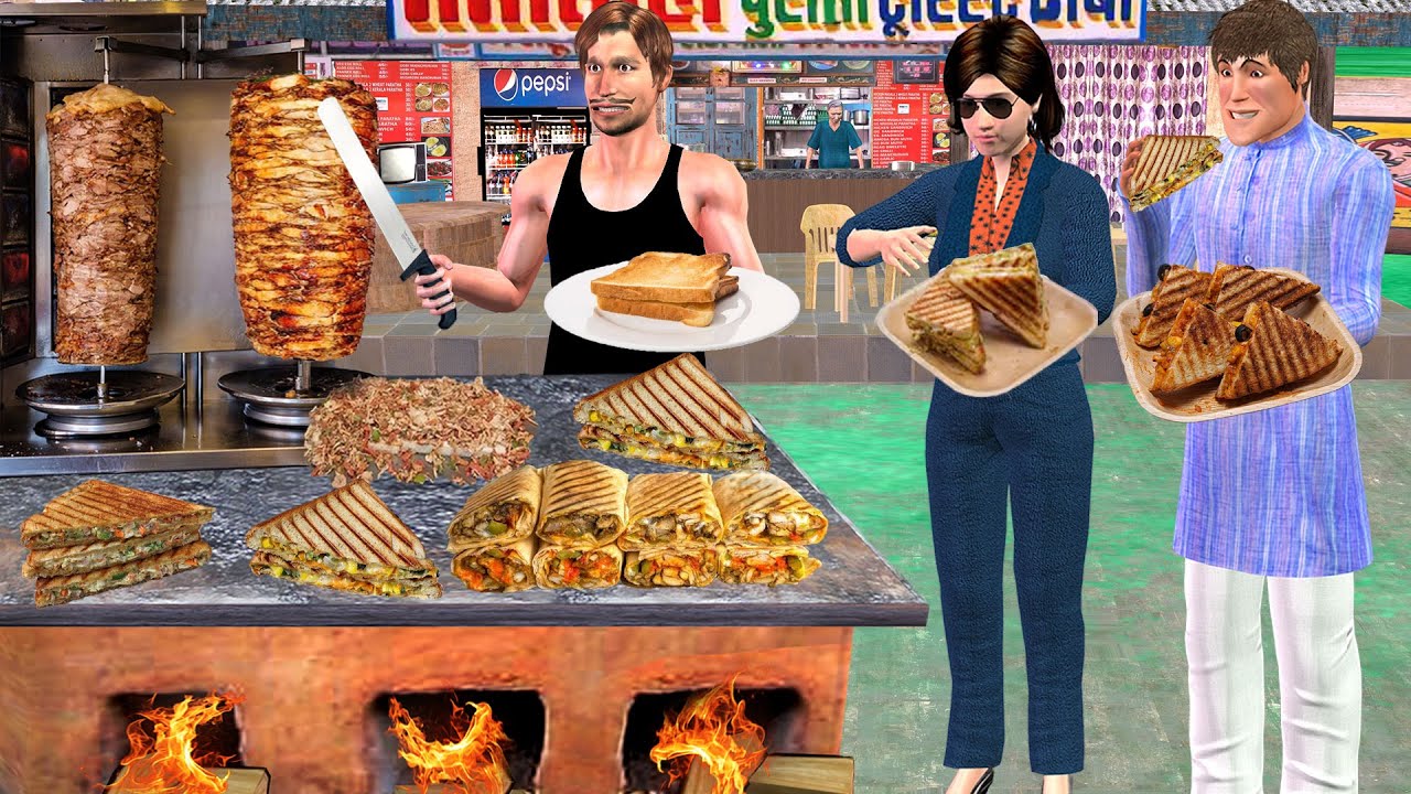 Shawarma Sandwich Chicken Shawarma Famous Street Food Hindi Kahani Hindi Moral Stories Comedy Video