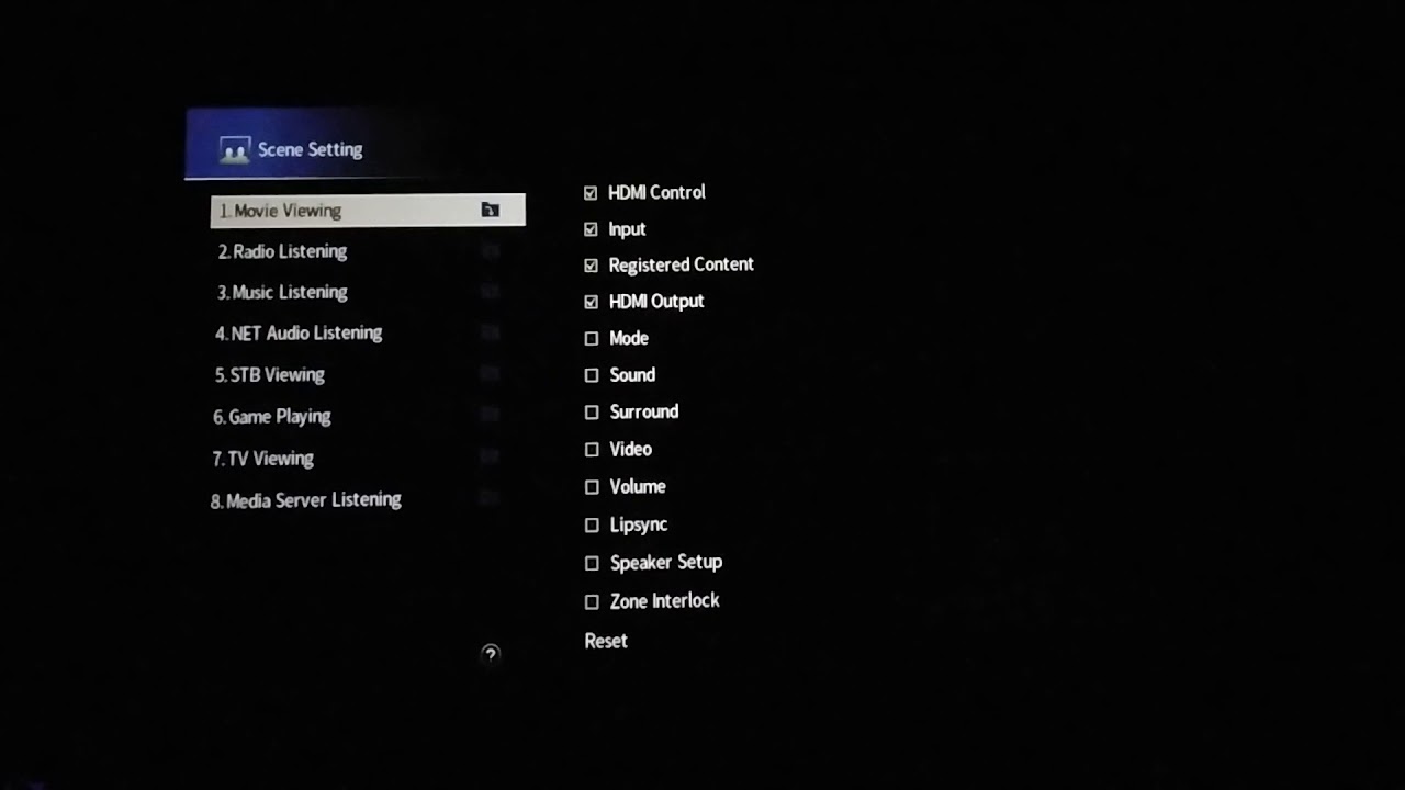 Szepi home cinema Yamaha CX-A5200 setup menu