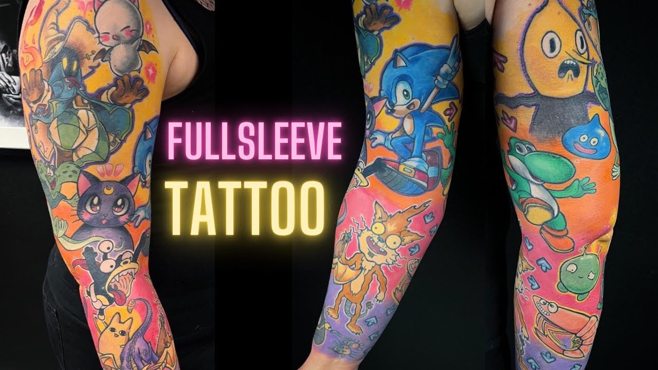 Fullsleeve Tattoo Process / cartoon/game/anime theme