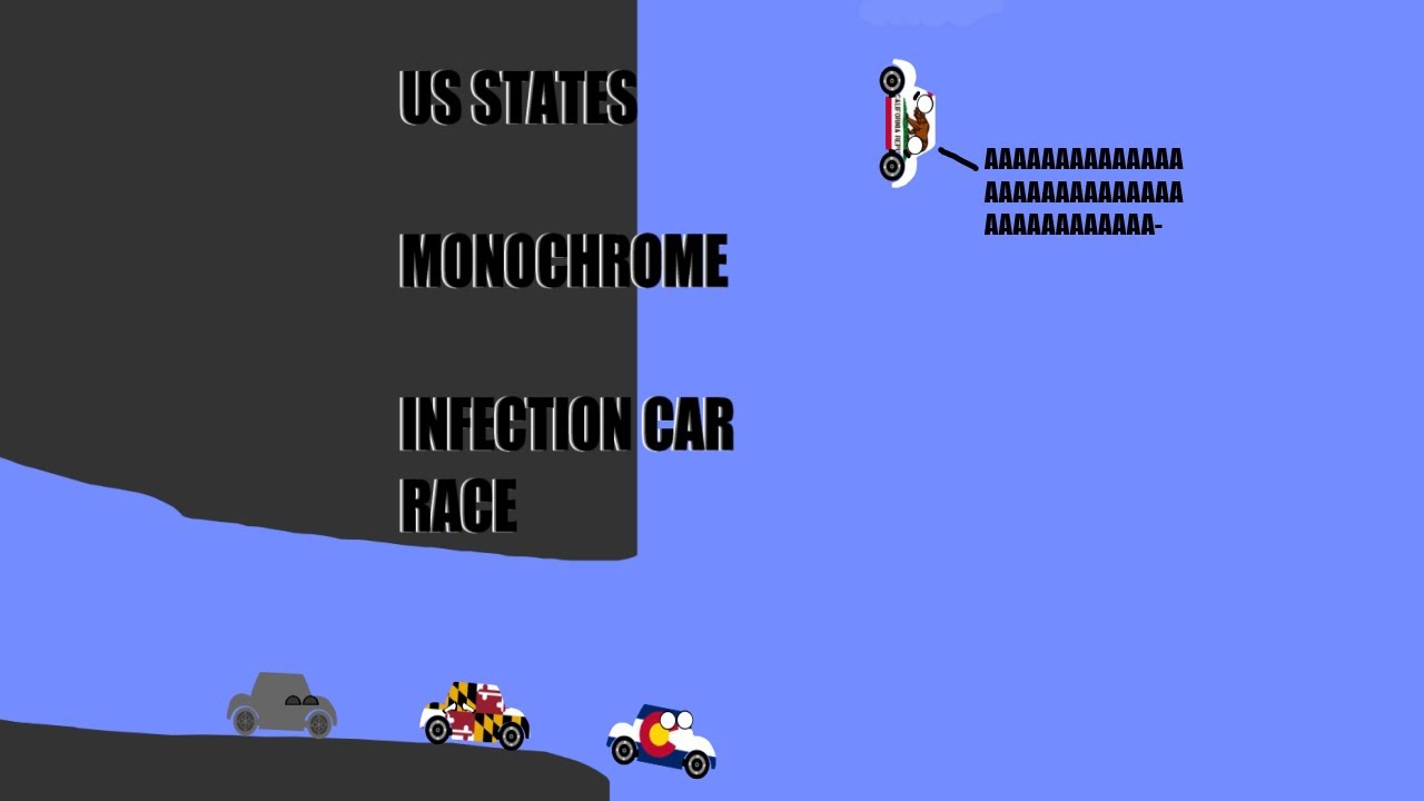 US States Monochrome Infection Car Race | Country Cars | Algodoo