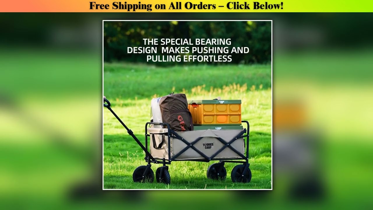 Large Capacity Collapsible Folding Utility Beach Wagon Cart Heavy Duty Fold Wagon Outdoor Trolley