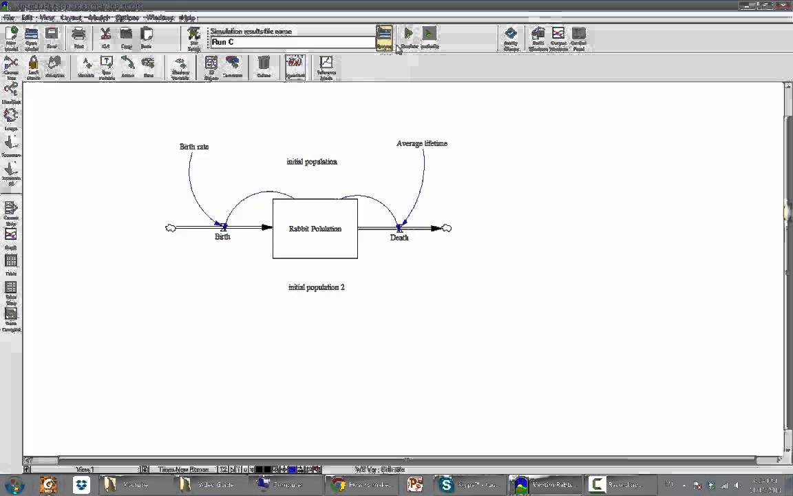 Three scenarios chart in Vensim