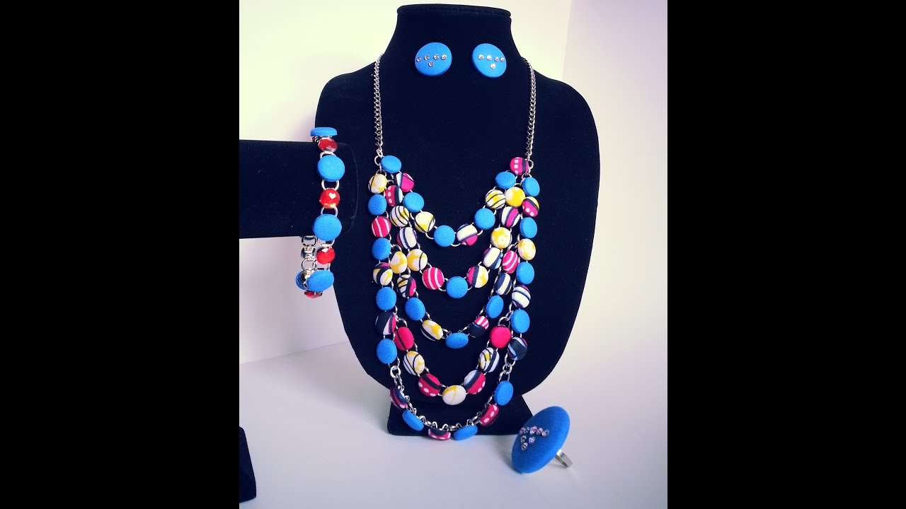 DIY African print fabric button necklace tutorial