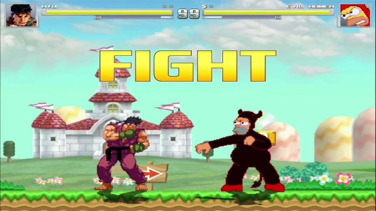 Ryu VS Evil Homer  
