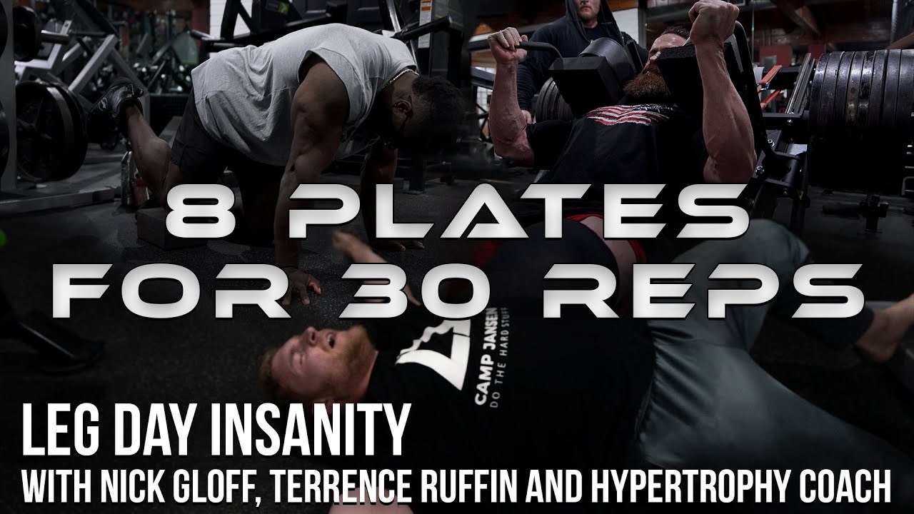 Leg Day Motivation - 7 Plate Back Squats 30 Rep Hacks w Terrence Ruffin Nick Gloff Hypertrophy Coach